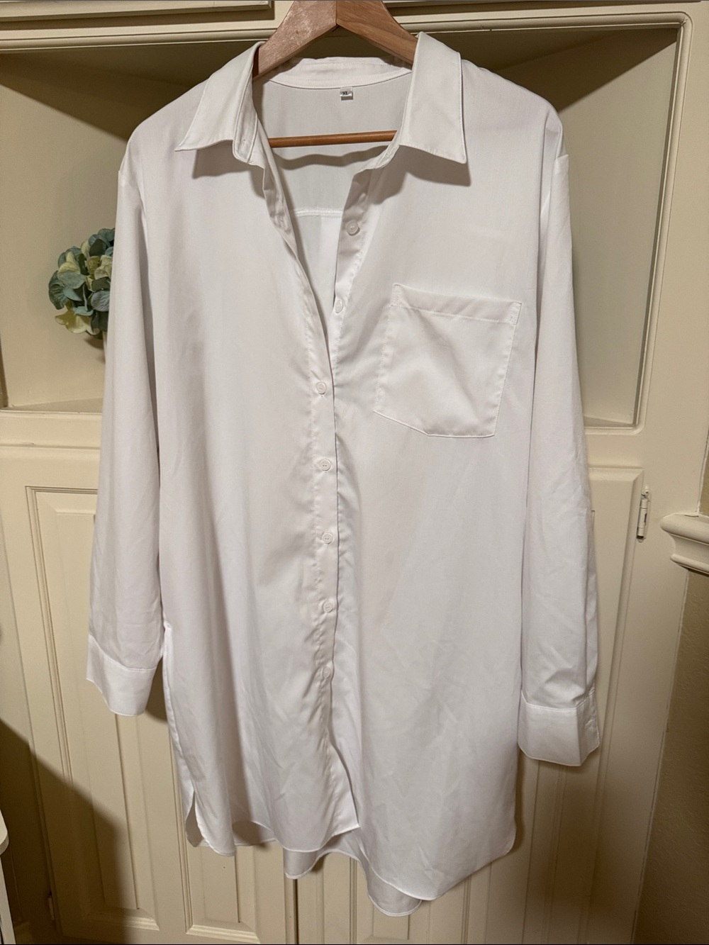 Women's Oversized White Button-Up Shirt Dress